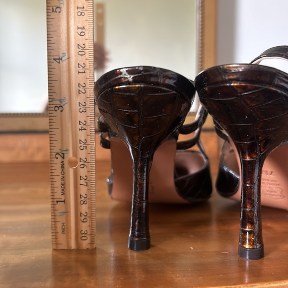 Pointed toe patent leather sling backs with brown crock print - Picture 5 of 5